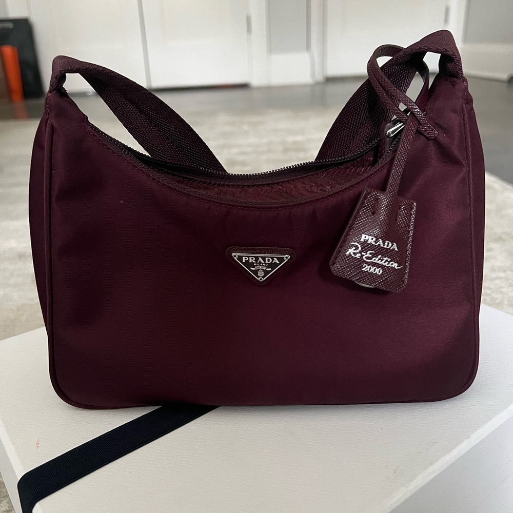 Prada tessuto nylon granato (burgundy) shoulder bag